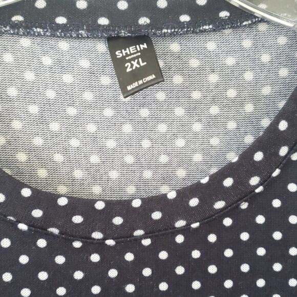 Shein Polka Dot Shift Dress Black White Crew Neck Women 2X - Picture 6 of 7